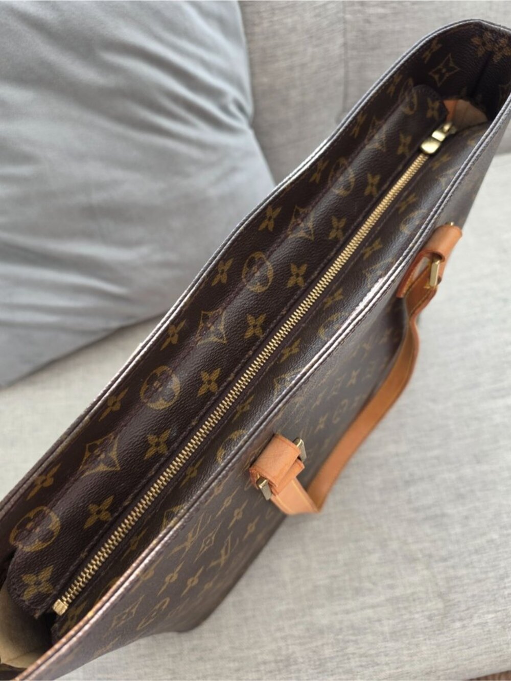 Authntic Louis Vuitton Brown Monogram Canvas Zip Tote Shoulder Bag Large - Picture 3 of 14